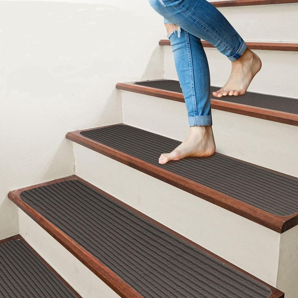 15-PCS Non-Slip Carpet Stair Treads for Wooden Steps 8"x30" Slip Resistance GRAY